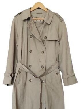 Vintage St Michael Beige Plaid Lined Trench Coat